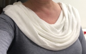 I love the cowl. It will also lay as a one shouldered style if required.